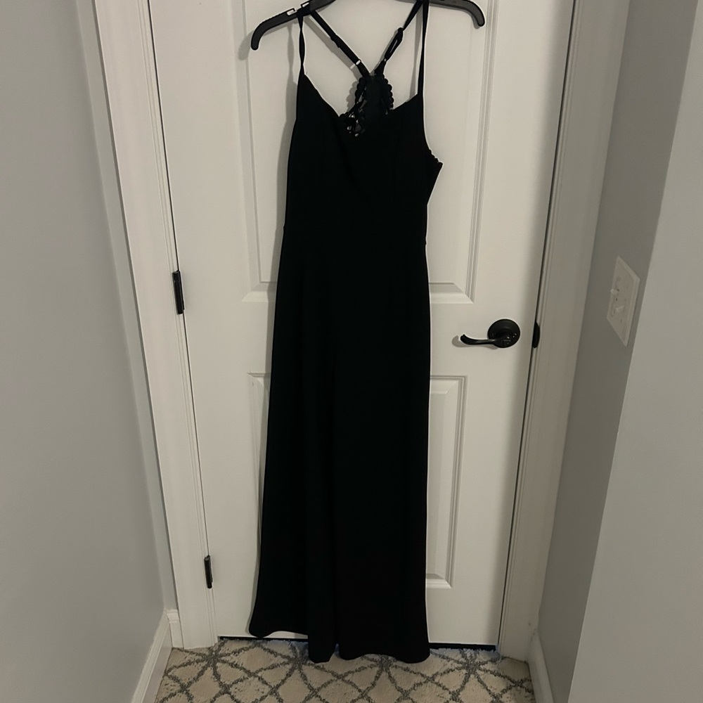 Francesca's Collections Black Lace Back Jumpsuit
